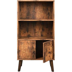 Vasagle Bücherregal LBC09BX, vintage braun, aus Holz, 3 Fächer & 2 Türen, 60 x 120 x 30cm