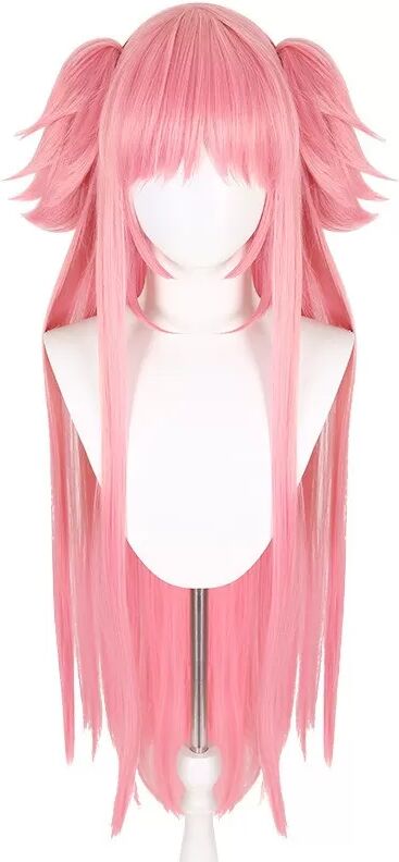 INF Perruque Cosplay Rose - 80cm de Long, Fibre Haute Température, Idéale pour Anime & Fêtes