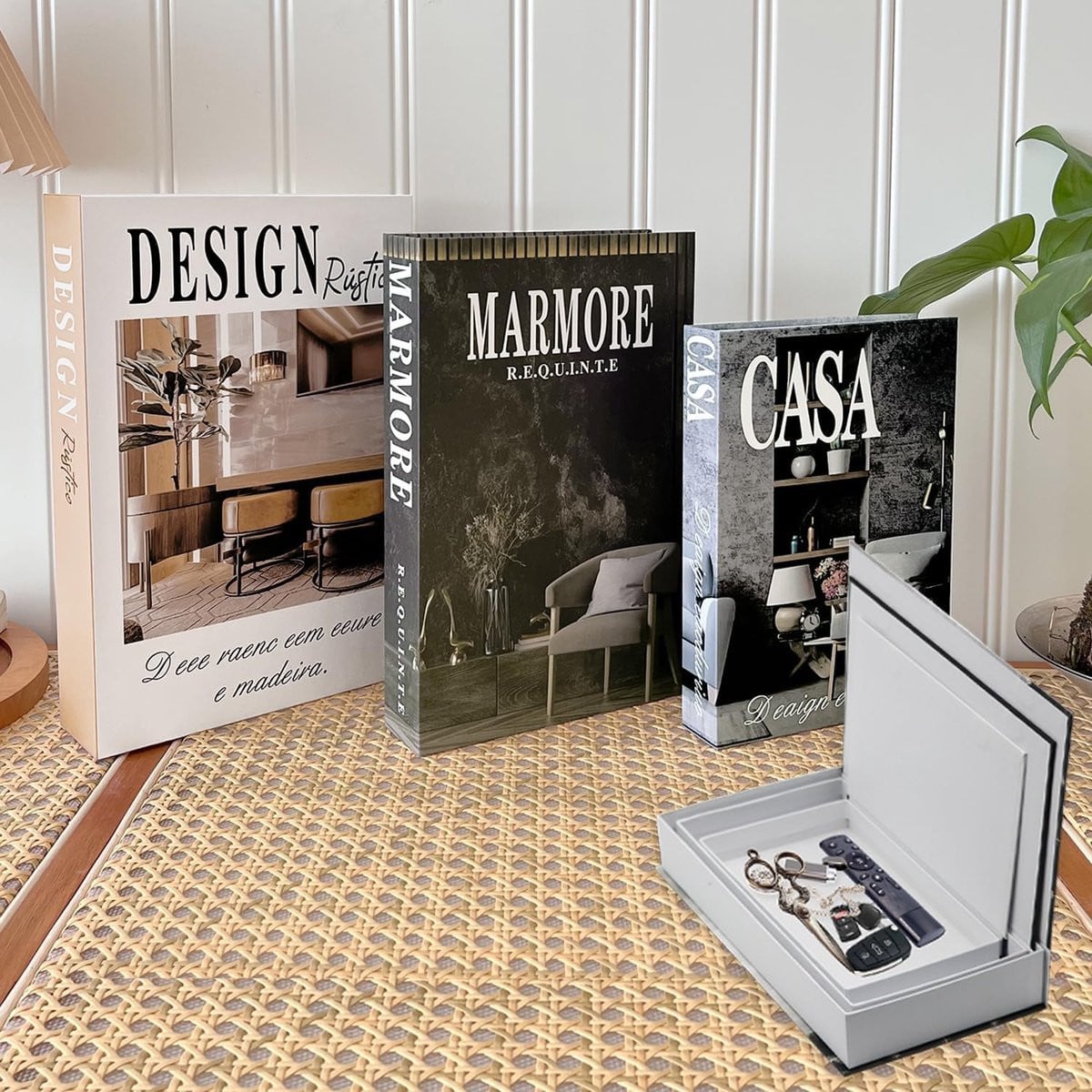 SnelShoppen Set van 3 Decoratieve Boekenopbergdozen voor Woondecoratie