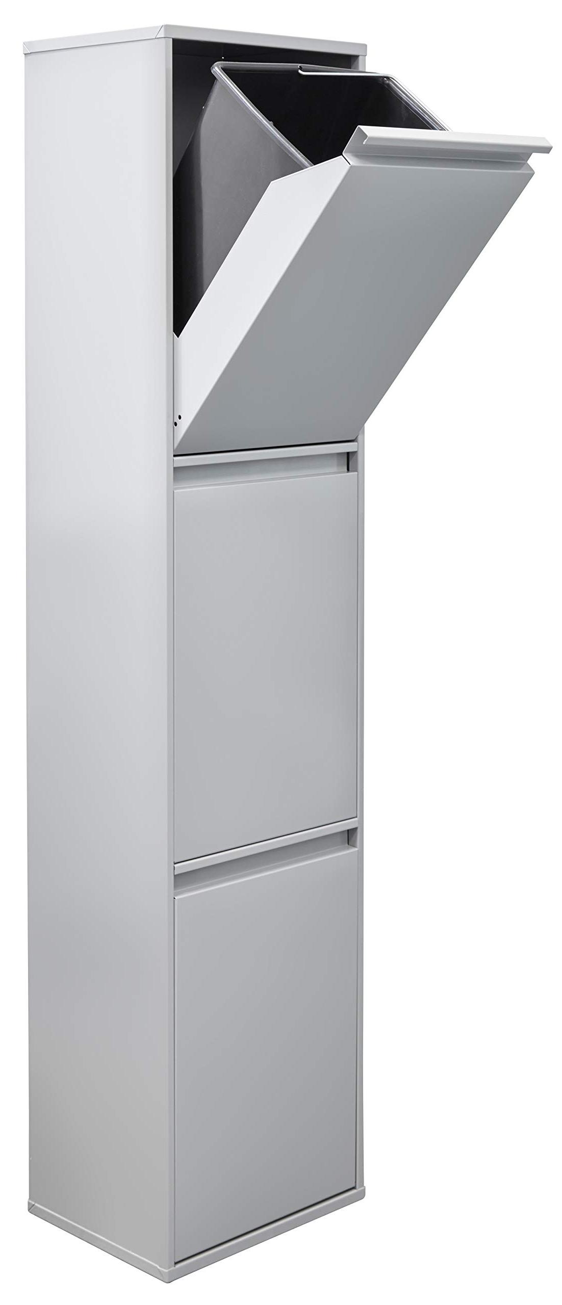 Recyclingcontainer 3×17 L Stahl grau Mülltrennung