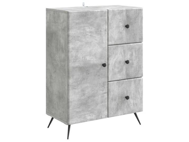 LKJephalotrop Sideboard Betongrau 66x34,5x90cm Holzwerkstoff Kommode Kompakter Anrichte-Schrank für Schlafzimmer und Flur mit 3 Schubladen sowie Drehtür für ordentliche Raumgestaltung.