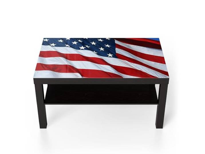 DEQORI Glastisch schwarz groß 90x50 cm Motiv Sterne der Freiheit ausgefallener Beistelltisch aus Glas Hochglanz Couchtisch fürs Wohnzimmer moderner Couch Tisch mit Design