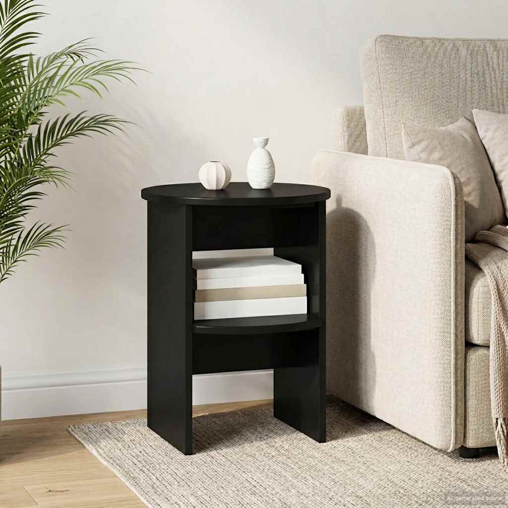 vidaXL Armario auxiliar Negro Ø40 x 50 cm Madera de ingeniería Negro