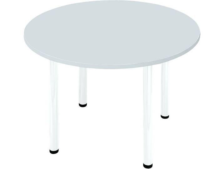 Table ronde L 120 cm Excellens plateau blanc 4 pieds métal blanc - - Bruneau