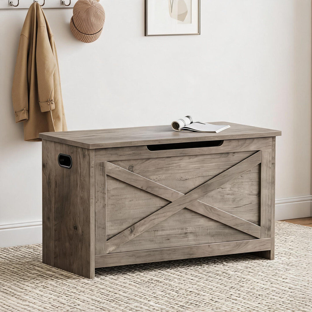 Brambly Cottage 30" Wooden Storage Bench, Flip Top Entryway Shoe Bench with Safety Hinge for Entryway Bedroom Living Room Grey 45cm H X 76cm W X 40cm D