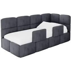 EINZELLBETT Jugendbett mit Bettkasten, Links - KIVY 90x200 Dunkelgrau