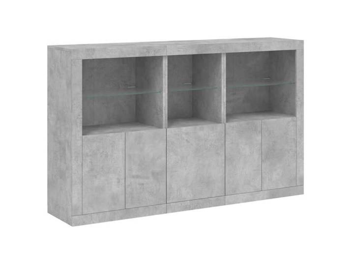 {January Sale}Buffet de salon bahut vaisselier avec lumières LED - meuble de rangement - gris béton 162x37x100cm 8_7833318