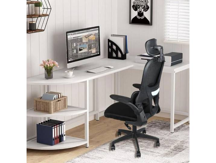 OHMG-Chaise De Bureau-Siège Pivotant--Hauteur Réglable-Le Dossier Est Inclinable-Il Y A Des Rampes-Muet-Forte Adhérence-Noir