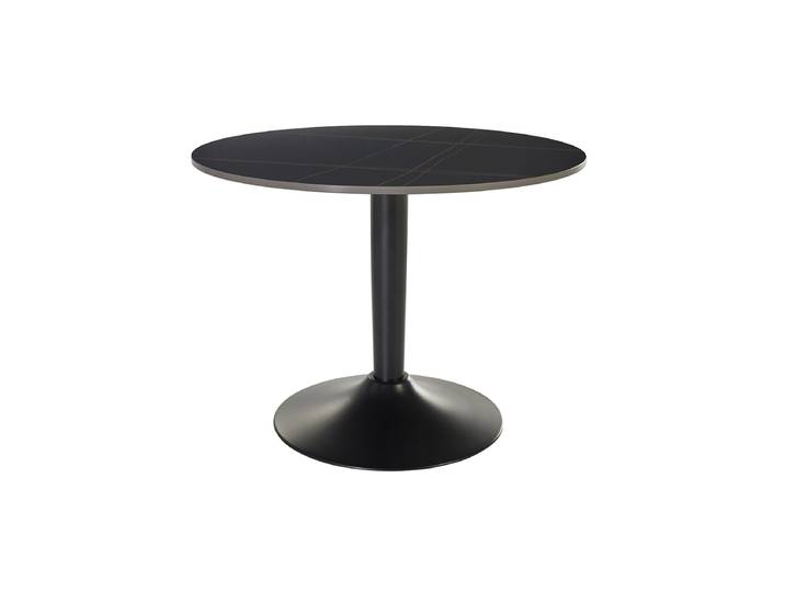 Table basse design ronde en céramique noire et métal D60 cm MALOU