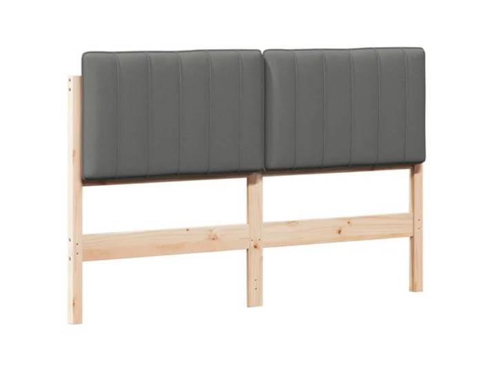 Makastle Kopfteil Gepolstert Kiefer Braun Hellgrau 140,5 cm Massivholz Kiefer
