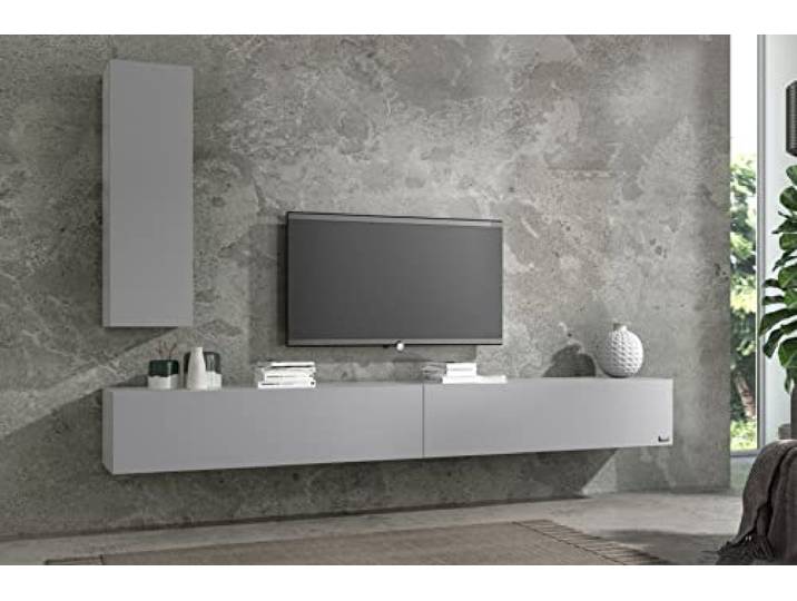 Wuun® TV-Schrank Lowboard Somero 100cm bis 360cm Korpus Perl-Matt-Grau - Front Perl-Matt-Grau