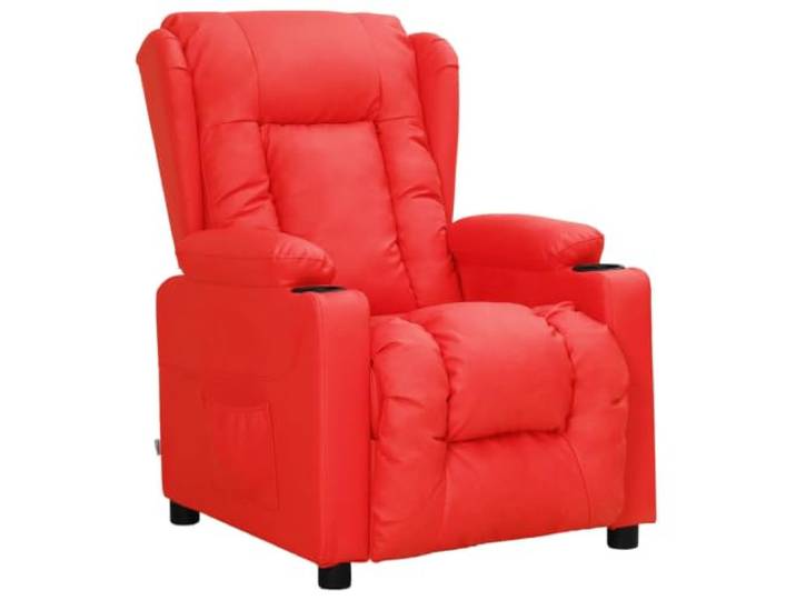 KDVXBCQJH Relaxsessel Rot Kunstleder TV Sessel mit 2 Getränkehaltern Verstellbarer Fernsehsessel für Wohnzimmer mit Relaxfunktion, Becherhalter und robuster Polsterung aus Pflegeleicht-Material.