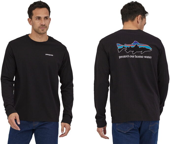 KarlK Patagonia L/s Home Water Trout Responsibili-Tee-L-Black (Blk)