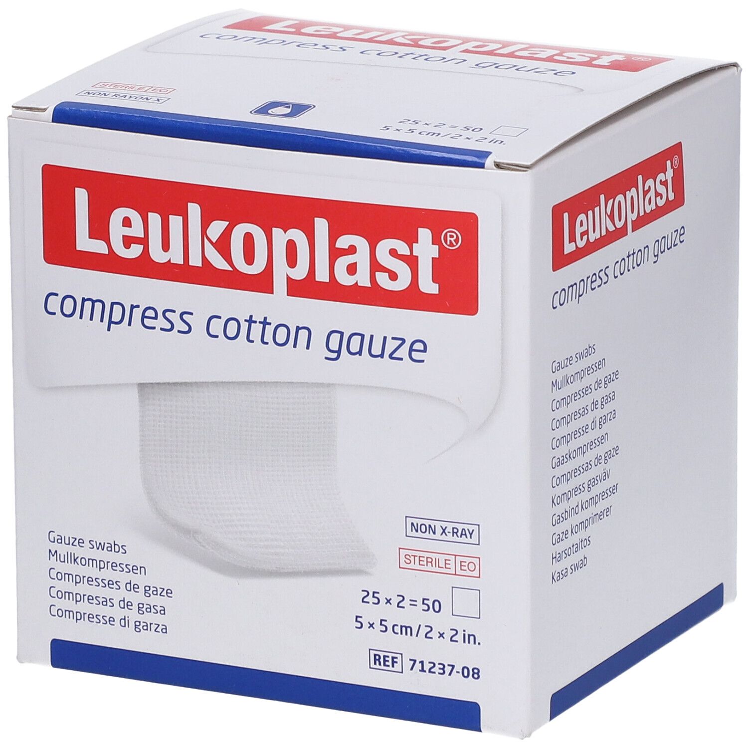 Leukoplast compress Cotton Gauze 5x5cm steril 12f 25x2 St Kompressen
