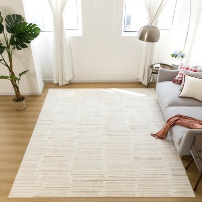 KALATY Arden Cream Grid Machine Washable Area Rug