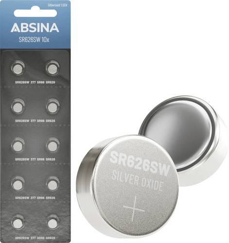 Absina Knopfzelle 377 1.55V 10 St. Silberoxid