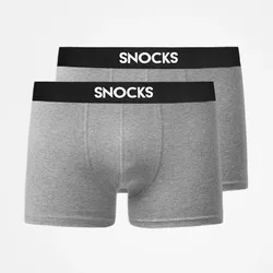 SNOCKS Boxershorts with Logo Men, 2pcs Light Grey Melange - S