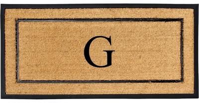 A1 Home Collections Natural Coir & Rubber Large Monogrammed Door Mat