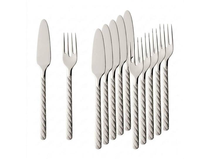 Villeroy & Boch Fischbesteck Montauk silber 12-tlg., Silberfarben, Metall, Besteck, Besteck-Sets