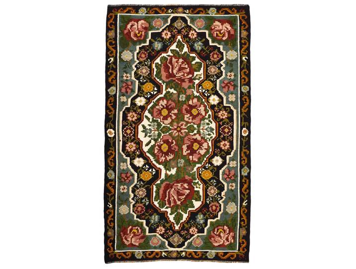 Kelim Rosen Teppich 186x322 Handgewebt Orientteppich Wolle