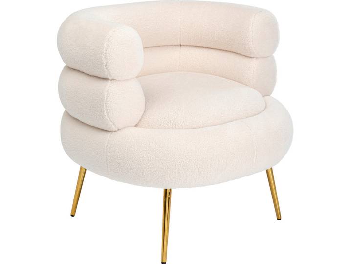 Kare-Design Cocktailsessel, Creme, Metall, 74x77x73 cm, Wohnzimmer, Sessel, Cocktailsessel