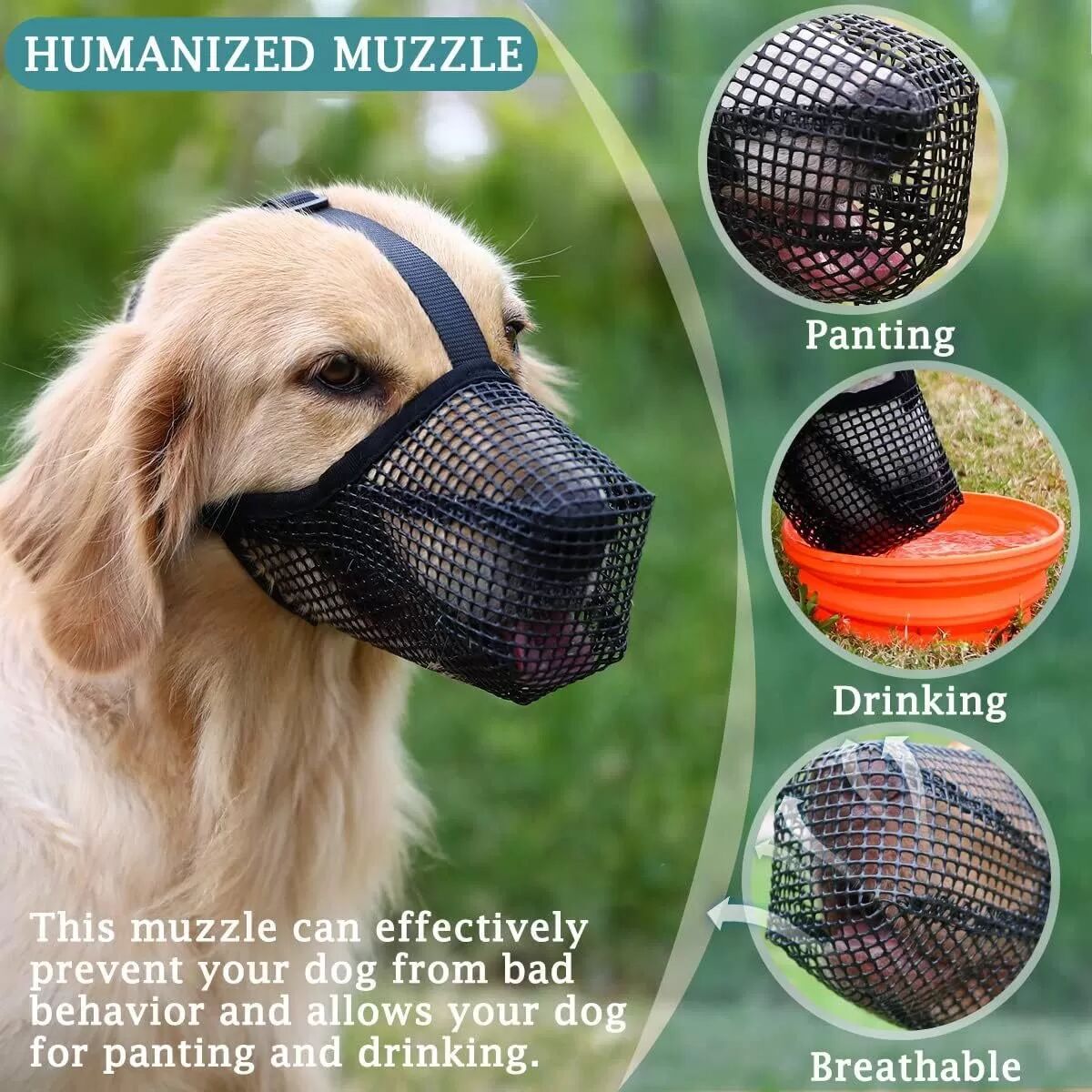INF Verstellbarer Nylon-Hundemaulkorb: Beiß-, Leckschutz & atmungsaktive Maulabdeckung XL