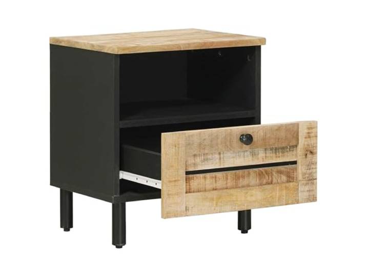 KTHLBRH Nachttisch, 2 Stück, Natur, 40 x 33 x 46 cm, Mangoholz, massiv Griffe aus Messing, minimalistisches Design, ideal für kleine Räume, Farbe Warmbraun