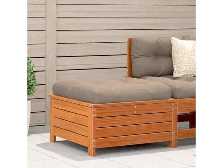 KFPOERTFGD Gartenhocker, Kiefernholz Outdoor-Sitzhocker/Couchtisch Massives Kiefernholz, Modulares Design, Inklusive Taupe Kissen