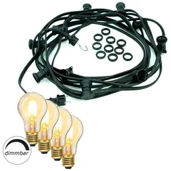 Illu Party Garten Außenlichterkette 10m schwarz 10x dimmbare Glühbirne
