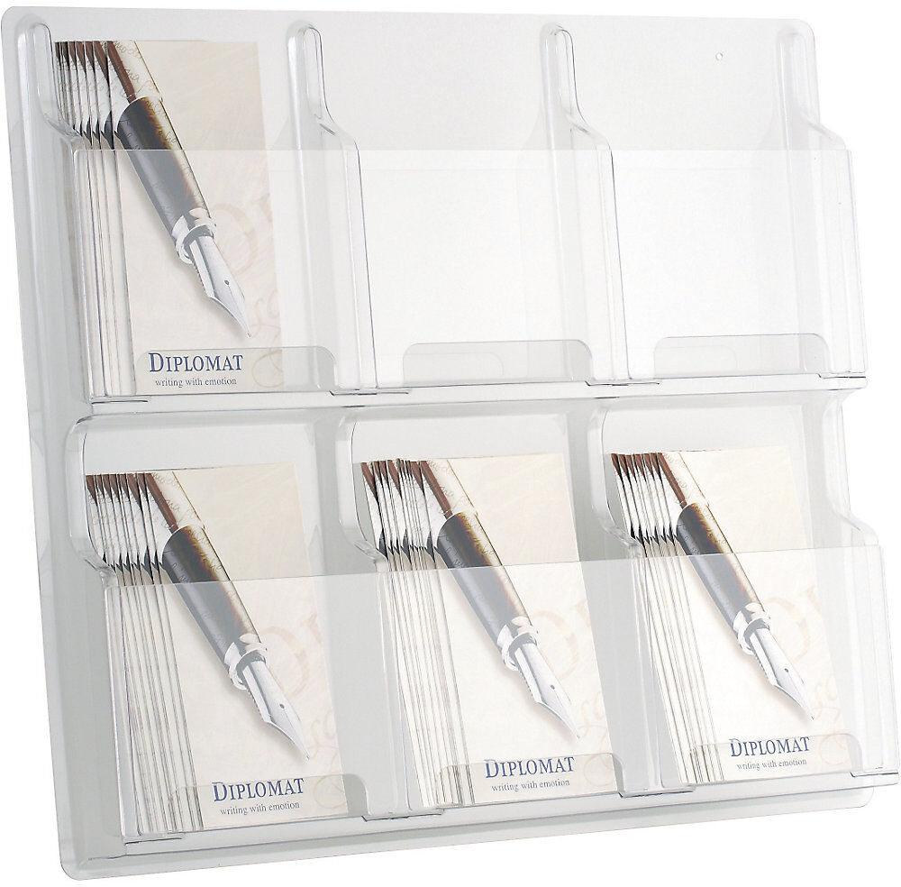 Wanddisplay CLEARLY, transparent, mit 6 Fächern x DIN A5 helit