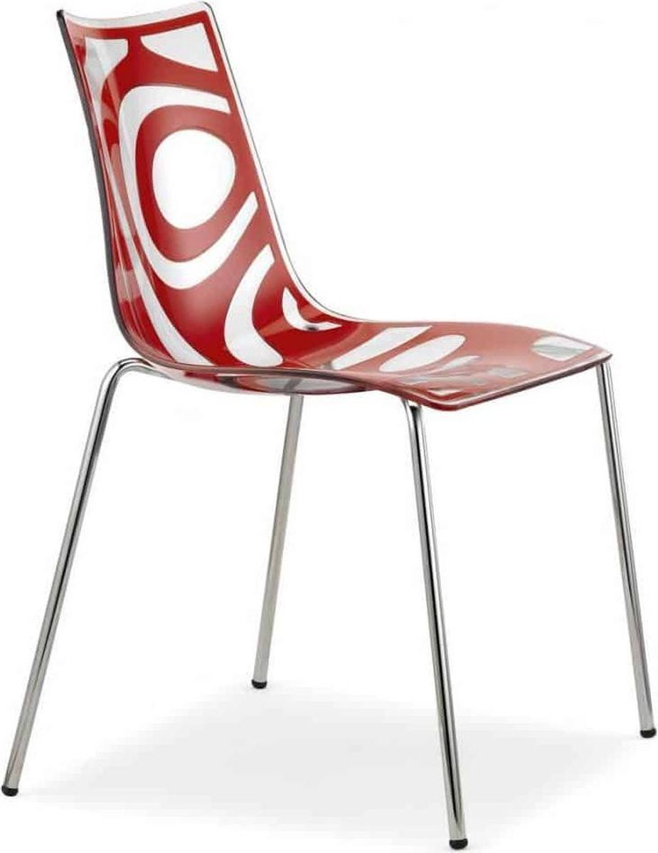 ABC Kantoormeubelen Kantinestoel Design Luisa Battaglia Doorschijnend rood stapelbaar