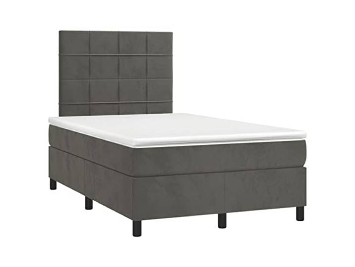 KKgypkn Boxspringbett Samt Dunkelgrau 120x190 cm mit höhenverstellbarem Kopfteil und Taschenfederkernmatratze