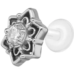 PTFE Labret mit Innengewinde + Titan-Aufsatz SCHNEEFLOCKE