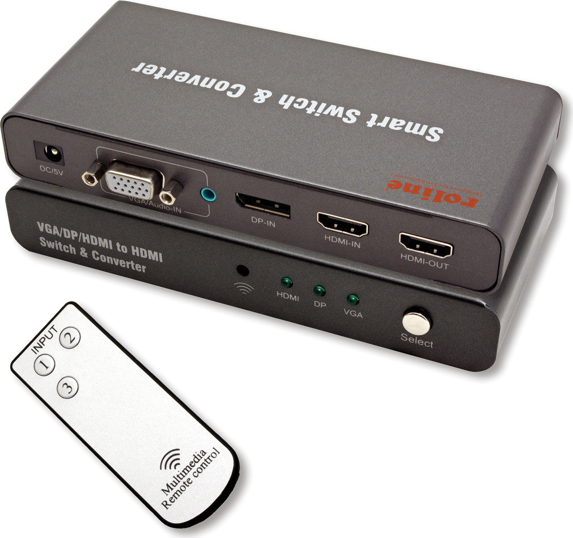 ROLINE HDMI/VGA/DP naar HDMI converter/switch