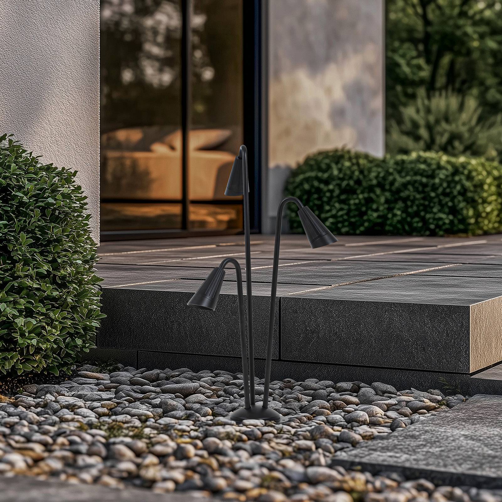 Wegeleuchte Sorvete Lindby, dimmbar, schwarz, Aluminium, Modern, Außenleuchte