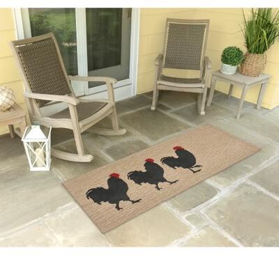 Liora Manne Lush Decor Frontporch Roosters Indoor/Outdoor Rug
