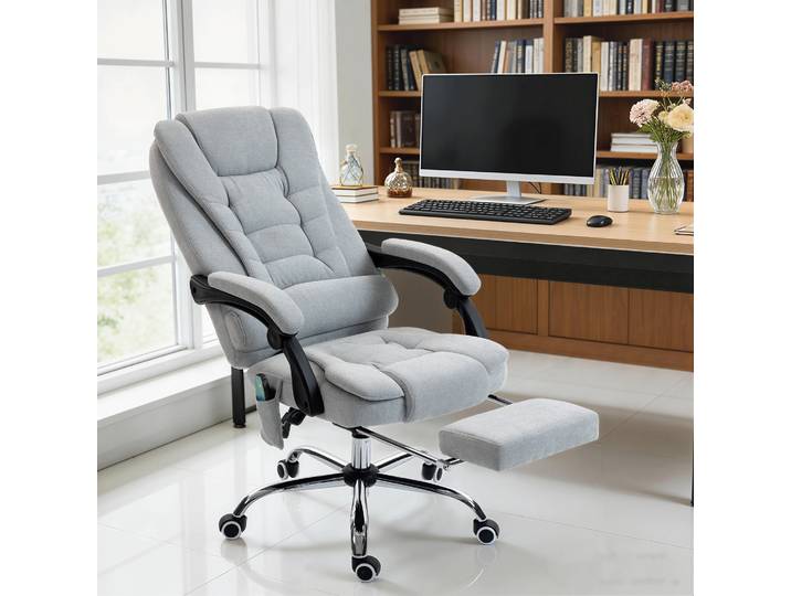 Vinsetto Fauteuil Bureau Massant Chauffant Réglable Gris