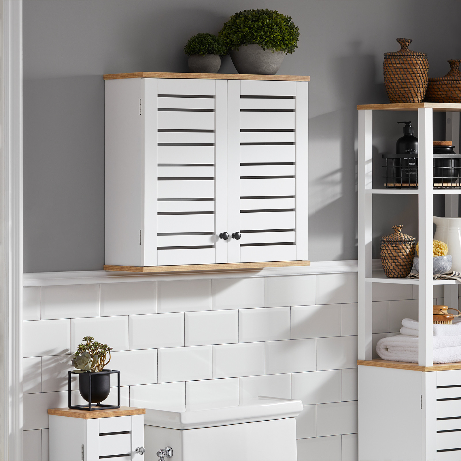 SoBuy BZR42-W Wandkast voor badkamer, keuken of gang, wit