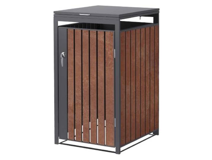 ML-Design Mülltonnenbox 1er 240L, Mülltonnenverkleidung für 1 Mülltonne, Müllbox wetterfest, Mülltonnenhaus aus Stahl, Müllcontainer mit Deckel, abschließbare Tür, 68x80x120 cm, Anthrazit-Rostoptik