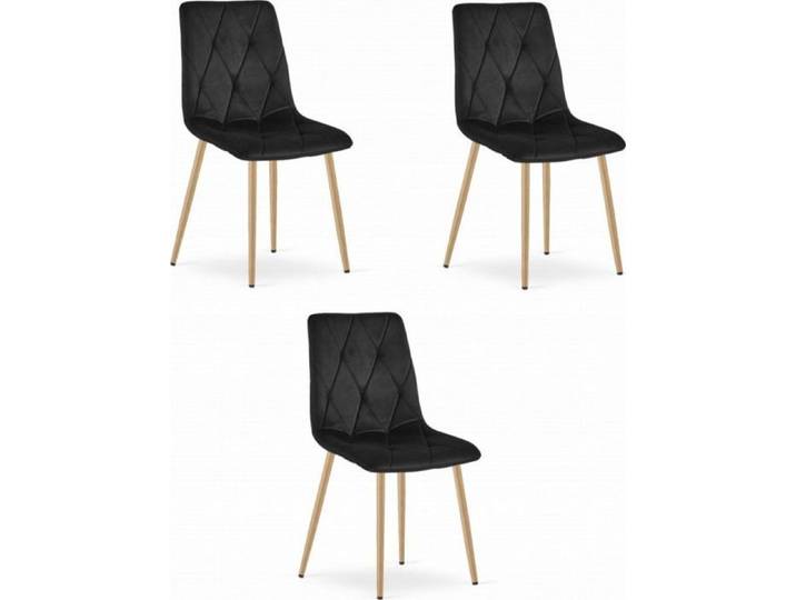 Chaise - LIBRA - model39233-LIBRA-LUMY82 - Velours noir - Lot de 3 - Design contemporain