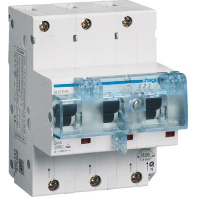 Hager SLS-Schalter, E, 3p, DIN-Schiene, 40A, 230V, 690V/Ui, 25kA, 6kV, Gr:2, IP2X, HTN340E