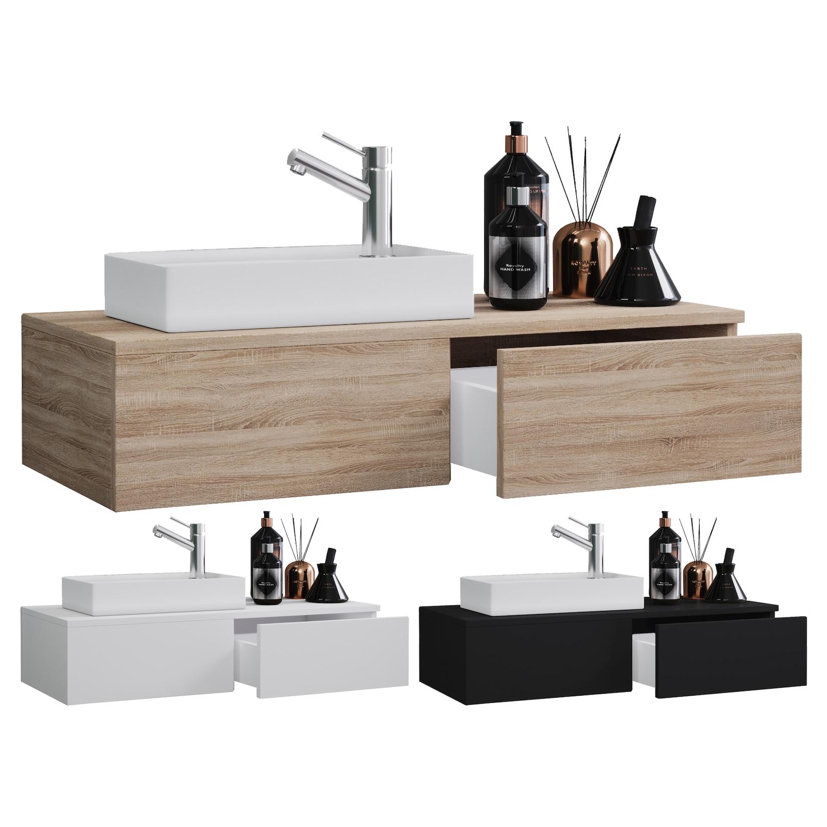 VCM 2-tlg Set Waschplatz für Gäste WC Gästebad Waschtisch Toilette Badmöbel Badezimmer Set - Gudas