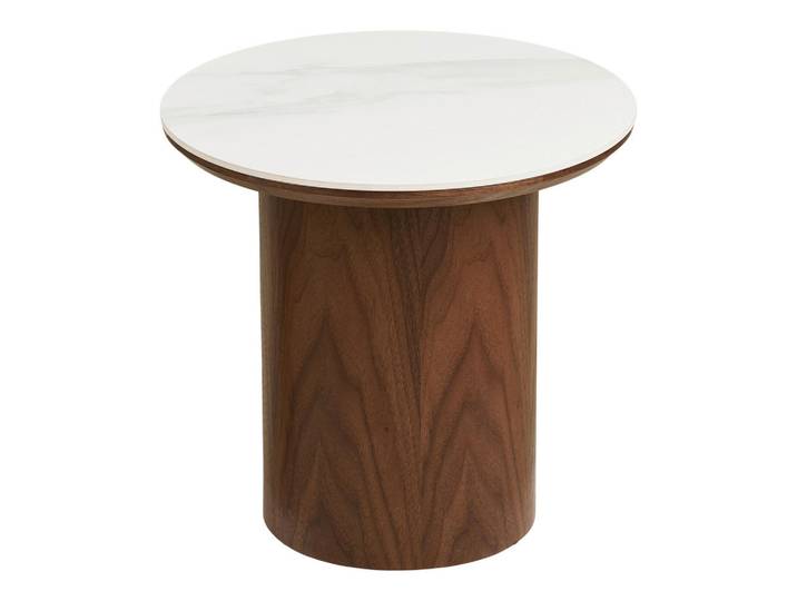 Mid.you Beistelltisch Noli, Esche, Holz, Esche, furniert, Marmoroptik, rund, zylindrisch, 40x38x40 cm, Holzmöbel, Holztische, Beistelltische Holz