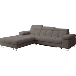 ECKSOFA mit Schlaffunktion Ottomane Links COMA L 271x203x79 Braun Bouclé