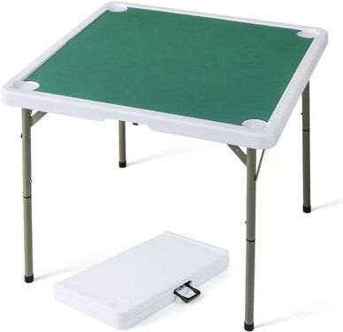 Costway 35 Inch 4 Player Game Card Folding Mahjong Table with Cup Holders-Green