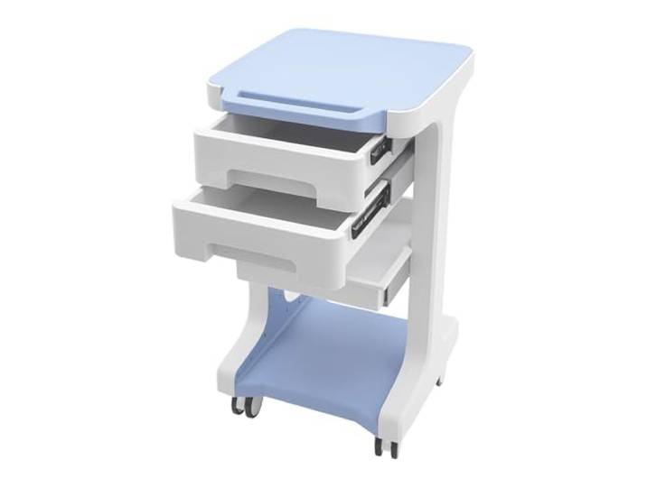 Laborwagen Medizinwagen mit 2 Schubladen und oberer Ablage, 60kg Rollbarer Medizinwagen Aufbewahrungswagen Friseurwagen SchöNheit Arbeitswagen Friseur Servierwagen für Klinik Salon (Blau)