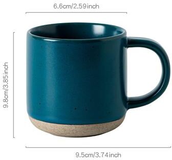 Youfap Market Modern Design White Small Frosted Ceramic Tumblers, Unglazed Base Speckled Coffee Mug With Handle dark Blue