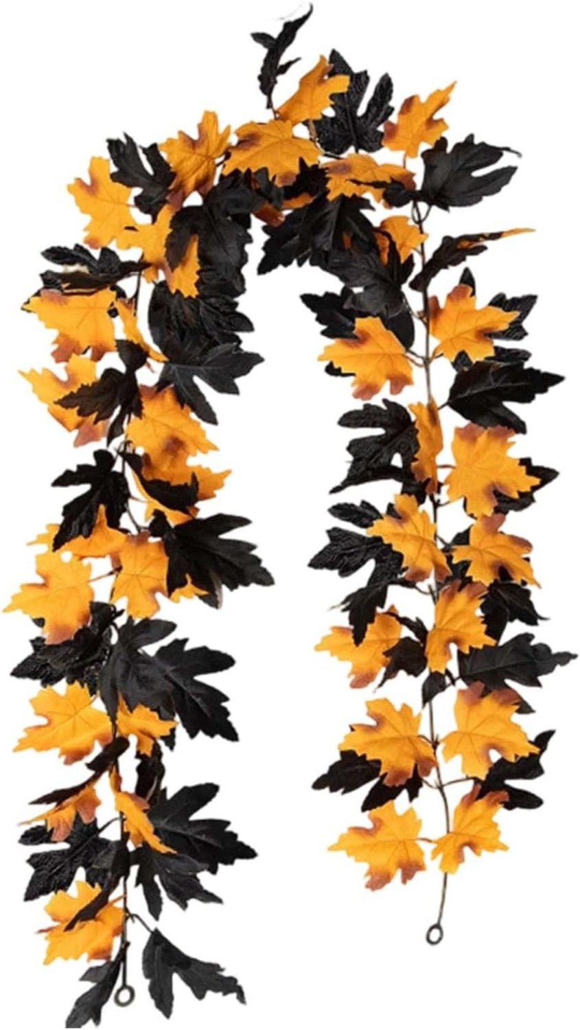 KZQ Kunstmatige Herfstslinger met Esdoornbladeren voor Halloween en Thanksgiving decoratie