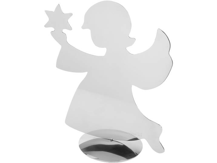 Engelfigur FINK Dekofigur, HOLYWORKER , silber (silberfarben), B:24cm H:30cm T:13cm, Edelstahl, Dekofiguren, Engelfigur, Deko-Engel, Weihnachtsdeko aus Edelstahl