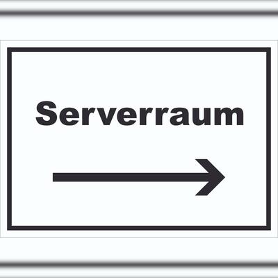 HB-Druck Serverraum Schild mit Text und Richtungspfeil rechts Computer IT PC waagerecht A1 (594x841mm)